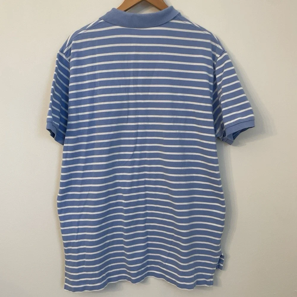 Polo Ralph Lauren Shirt XL Blue White Striped Orange‎ Pony Preppy Cotton Mens XL